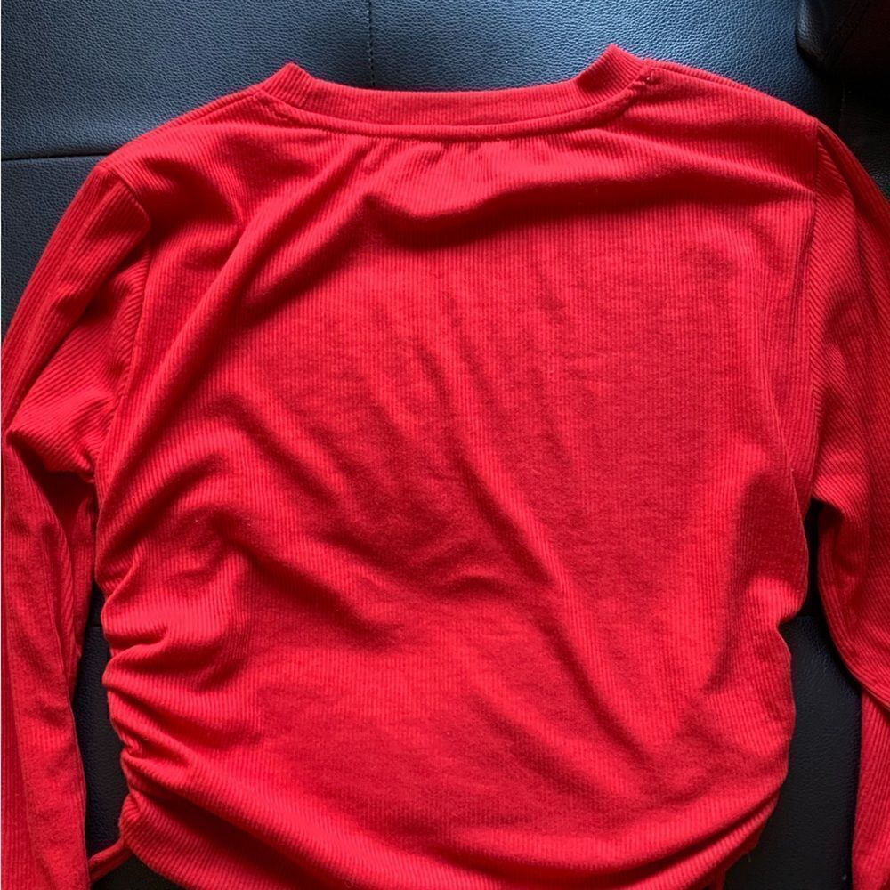 ZARA RED RUCHED RIBBED TOP - Picture 11 of 13